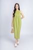 FDP33221 - Đầm dạo phố vải linen dang bom cổ tròn thân ngực máy mí tạo kiểu - PANTIO