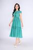 FDP33248 - Đầm dạo phố vải thô mỏng dáng xoè có lót habutai cổ tròn phối dây tết thân xếp mí tạo kiểu khoá thân sau - PANTIO