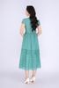 FDP33248 - Đầm dạo phố vải thô mỏng dáng xoè có lót habutai cổ tròn phối dây tết thân xếp mí tạo kiểu khoá thân sau - PANTIO