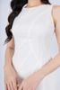 FDP33254 - tylekeo88 tv vải linen dáng xòe có lót vải habutai cổ tròn không tay thân phối nhiều đường rút tua rua khóa thân sau - tỷ lệ kèo 8899