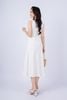 FDP33254 - tylekeo88 tv vải linen dáng xòe có lót vải habutai cổ tròn không tay thân phối nhiều đường rút tua rua khóa thân sau - tỷ lệ kèo 8899