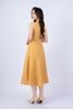 FDP33254 - tylekeo88 tv vải linen dáng xòe có lót vải habutai cổ tròn không tay thân phối nhiều đường rút tua rua khóa thân sau - tỷ lệ kèo 8899