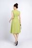 FDP33261 - Đầm dạo phố vải linen dáng xoè có lót vải habutai cổ tròn vai chờm xếp nhún thân nối chân ngực đính khuy trang trí khoá thân sau - PANTIO