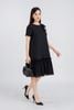 FDP33276 - Đầm dạo phố vải chiffon lót 1 lớp habutai dáng maxi kèm hoa trang trí chân váy rút dúm tạo kiểu- PANTIO