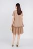 FDP33276 - Đầm dạo phố vải chiffon lót 1 lớp habutai dáng maxi kèm hoa trang trí chân váy rút dúm tạo kiểu- PANTIO