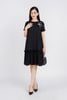 FDP33276 - Đầm dạo phố vải chiffon lót 1 lớp habutai dáng maxi kèm hoa trang trí chân váy rút dúm tạo kiểu- PANTIO