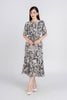 FDP33279 - Đầm dạo phố vải lụa xốp dáng dài bo chun eo chân váy ly xòe nhẹ tạo kiểu - PANTIO