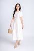 FDP33314 - Đầm dạo phố vải tơ dáng xoè có lót vải habutai cổ tròn tay cánh tiên vạt lệch tạo kiểu kèm đai tết trang trí khoá thân sau - PANTIO