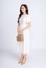 FDP33314 - Đầm dạo phố vải tơ dáng xoè có lót vải habutai cổ tròn tay cánh tiên vạt lệch tạo kiểu kèm đai tết trang trí khoá thân sau - PANTIO