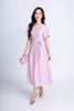 FDP33314 - Đầm dạo phố vải tơ dáng xoè có lót vải habutai cổ tròn tay cánh tiên vạt lệch tạo kiểu kèm đai tết trang trí khoá thân sau - PANTIO