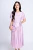 FDP33314 - Đầm dạo phố vải tơ dáng xoè có lót vải habutai cổ tròn tay cánh tiên vạt lệch tạo kiểu kèm đai tết trang trí khoá thân sau - PANTIO