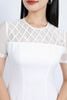 FDP33337 - Đầm dạo phố vải thô dày dáng suông cổ tròn phối vải lưới tạo kiểu khoá thân sau - PANTIO