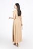 FDP33494 - Đầm dạo phố vải linen dáng A cổ tròn vai chờm eo váy xếp nhún tạo kiểu khoá thân sau - PANTIO