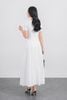 FDP33511 - Đầm dạo phố vải linen cổ tròn thân váy xếp nhún hông tạo xoè khoá thân sau - PANTIO