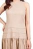 FDP33542 - Đầm dạo phố vải linen dáng A xòe cổ tròn không tay thân váy xếp nhún tạo xoè khoá thân sau - PANTIO