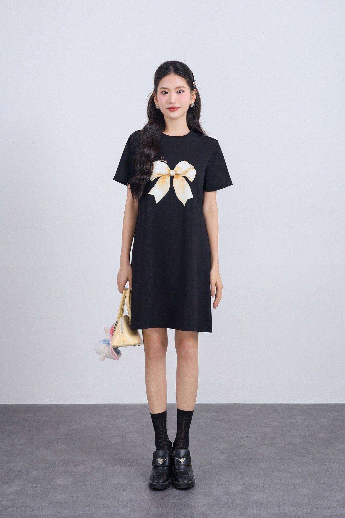 FDP33565 - Đầm dạo phố dáng suông cổ tròn thân áo in hoạ tiết thời trang - JAN.