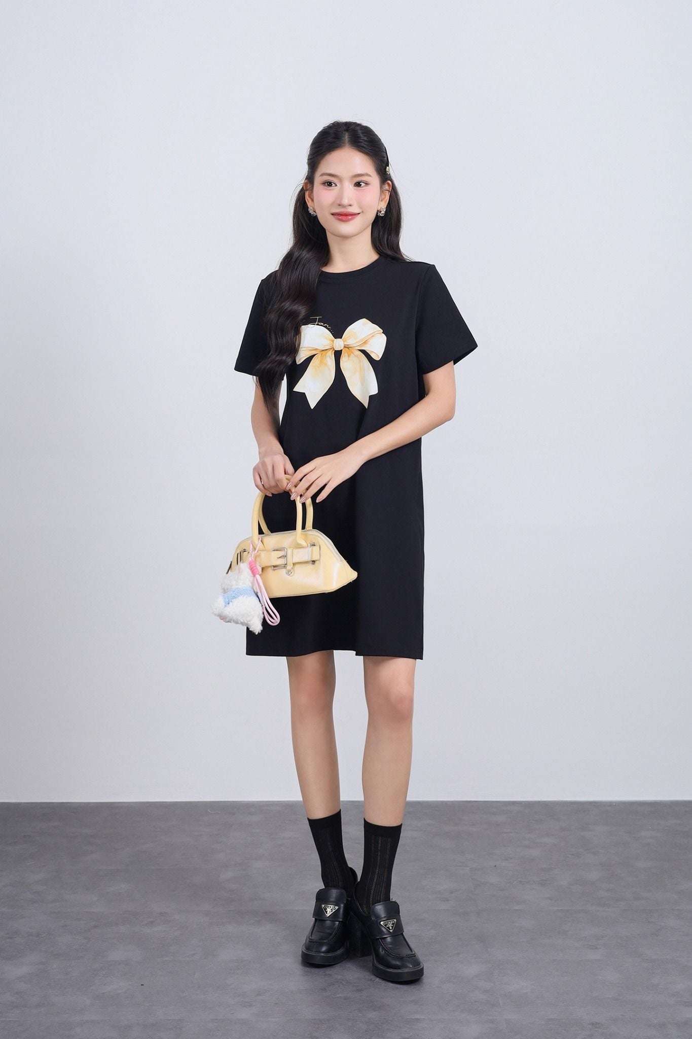 FDP33565 - Đầm dạo phố dáng suông cổ tròn thân áo in hoạ tiết thời trang - JAN.