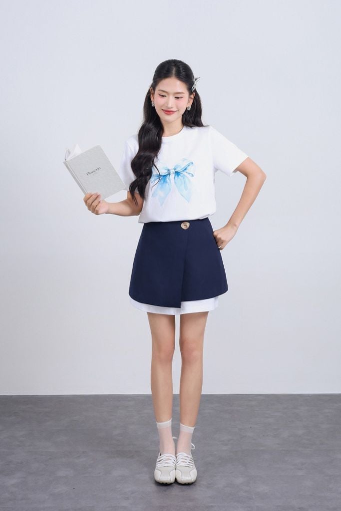 FDP33565 - Đầm dạo phố dáng suông cổ tròn thân áo in hoạ tiết thời trang - JAN.