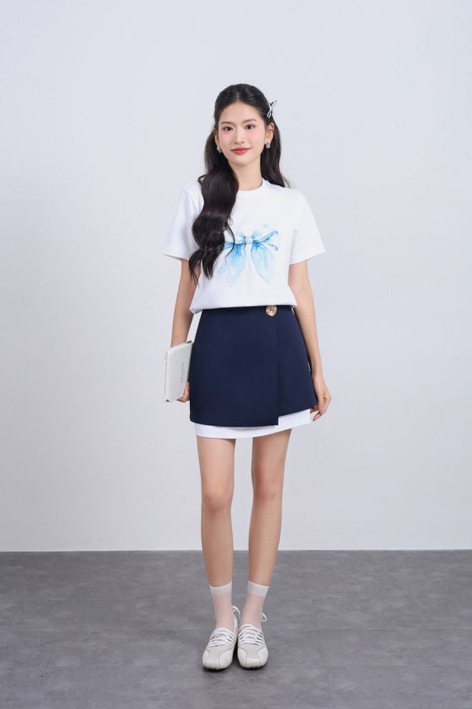 FDP33565 - Đầm dạo phố dáng suông cổ tròn thân áo in hoạ tiết thời trang - JAN.