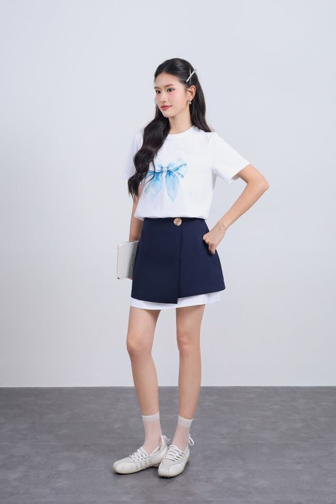 FDP33565 - Đầm dạo phố dáng suông cổ tròn thân áo in hoạ tiết thời trang - JAN.