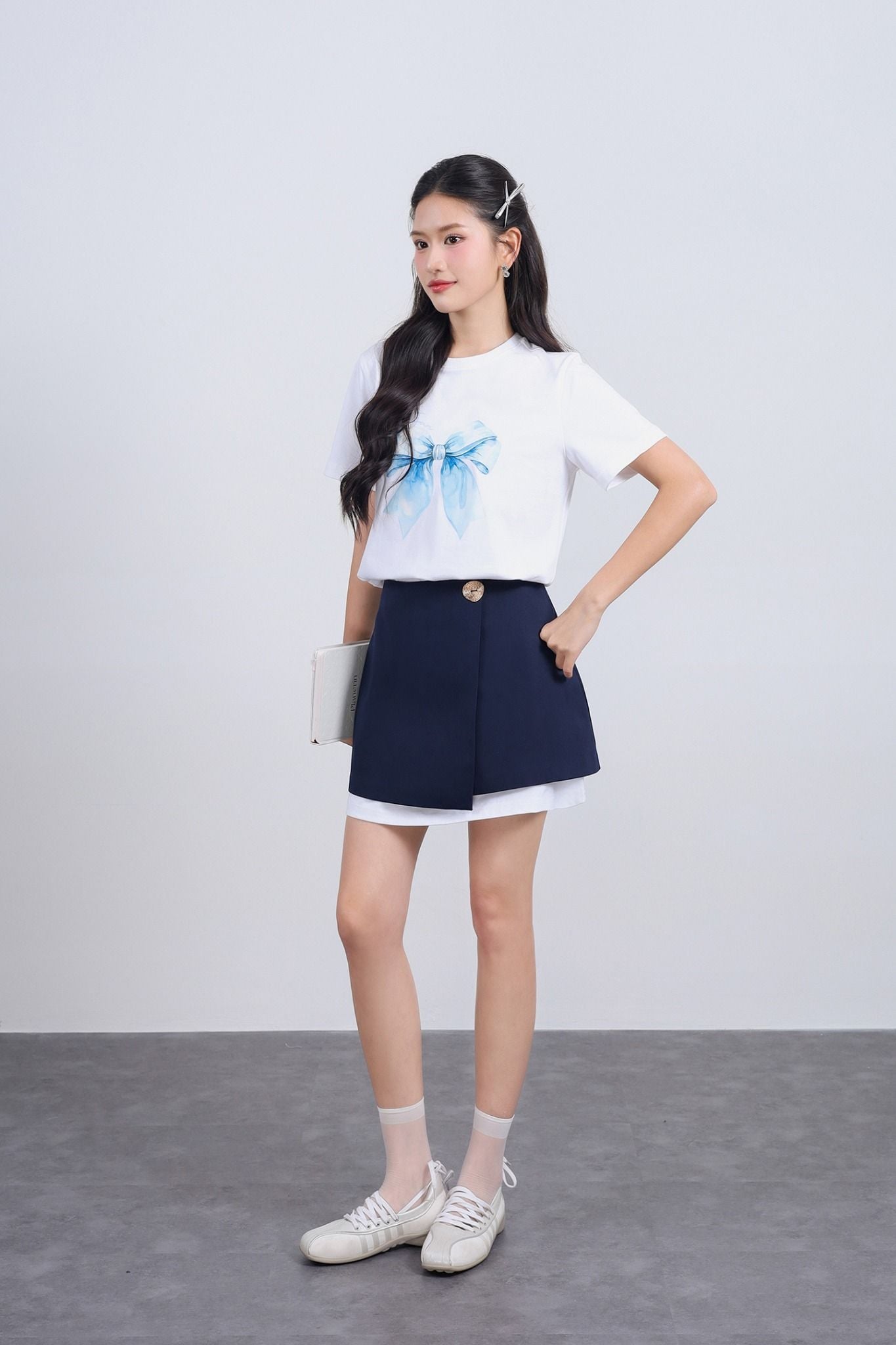 FDP33565 - Đầm dạo phố dáng suông cổ tròn thân áo in hoạ tiết thời trang - JAN.