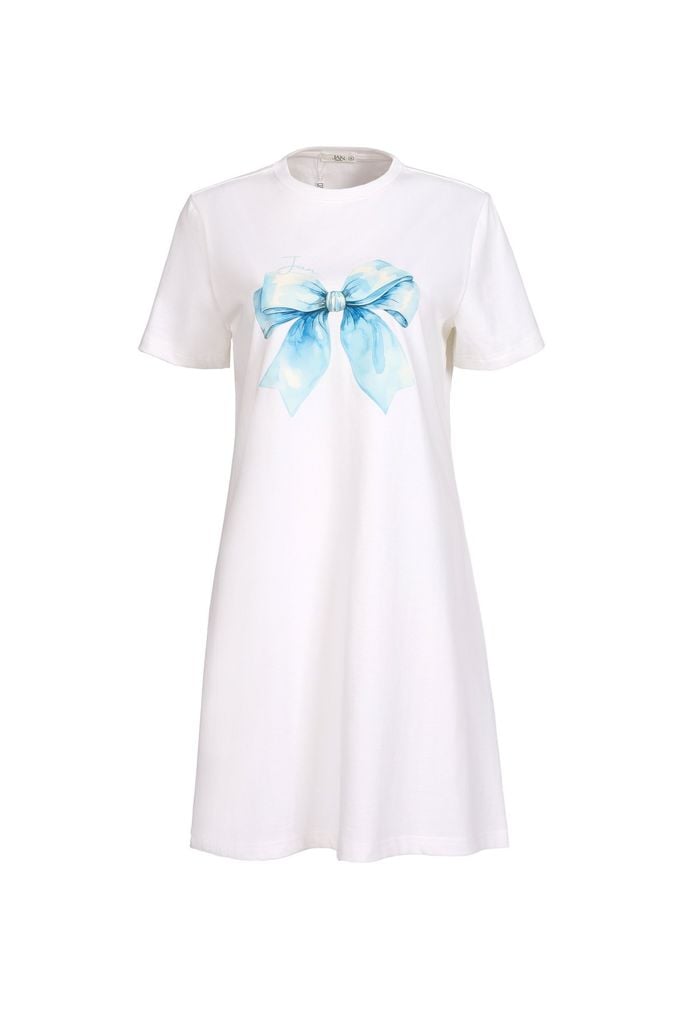 FDP33565 - Đầm dạo phố dáng suông cổ tròn thân áo in hoạ tiết thời trang - JAN.