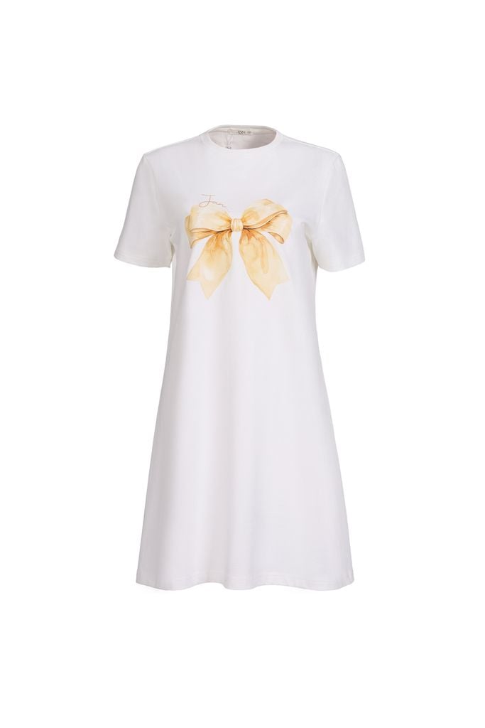 FDP33565 - Đầm dạo phố dáng suông cổ tròn thân áo in hoạ tiết thời trang - JAN.