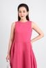 FDP53400 - Đầm dạo phố vải thô kate dáng bom xoè cổ tròn thân váy xếp ly tạo kiểu khoá thân sau - PANTIO