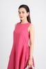 FDP53400 - Đầm dạo phố vải thô kate dáng bom xoè cổ tròn thân váy xếp ly tạo kiểu khoá thân sau - PANTIO