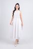 FDP53400 - Đầm dạo phố vải thô kate dáng bom xoè cổ tròn thân váy xếp ly tạo kiểu khoá thân sau - PANTIO