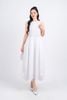 FDP53400 - Đầm dạo phố vải thô kate dáng bom xoè cổ tròn thân váy xếp ly tạo kiểu khoá thân sau - PANTIO