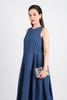 FDP53400 - Đầm dạo phố vải thô kate dáng bom xoè cổ tròn thân váy xếp ly tạo kiểu khoá thân sau - PANTIO