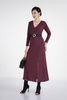 Đầm len dáng xuông, cúc ngực, xẻ tà trước FDP72825 - PANTIO