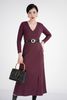 Đầm len dáng xuông, cúc ngực, xẻ tà trước FDP72825 - PANTIO