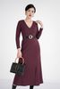 Đầm len dáng xuông, cúc ngực, xẻ tà trước FDP72825 - PANTIO