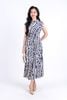 FDP73354 - Đầm dạo phố vải lụa hai lớp lót habutai dáng suông dài cổ tròn tay chờm eo nhún tạo kiểu khoá thân sau - PANTIO