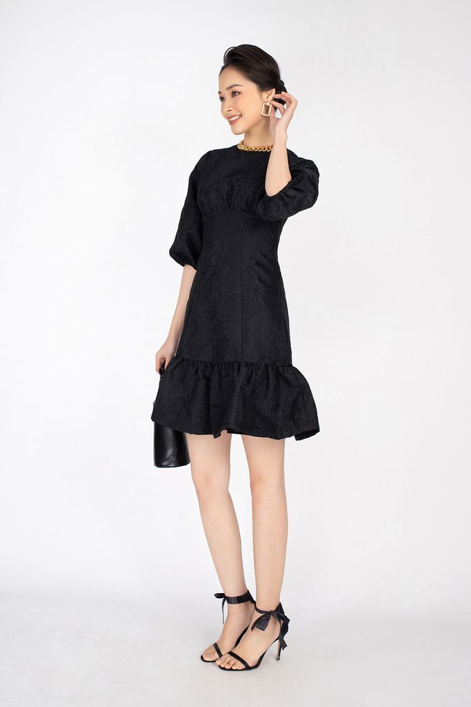 FDP92839 - Đầm dạo phố chất liệu vải tafta dáng đuôi cá tay bồng - PANTIO