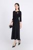 FDP93377 - Đầm dạo phố vải len cao cấp dáng suông cổ tròn kèm cài áo trang trí - PANTIO