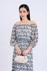 FDP93447 - Đầm dạo phố vải chiffon dáng suông hai lớp lót habutai kiểu trễ vai tay lỡ eo bo chun gấu váy xếp tầng tạo kiểu - PANTIO