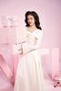 FAT9408 - Áo thun vải thô chun dáng ôm co giãn cổ kiểu bản to đính hoa tạo kiểu gấu tay loe thời trang - PANTIO