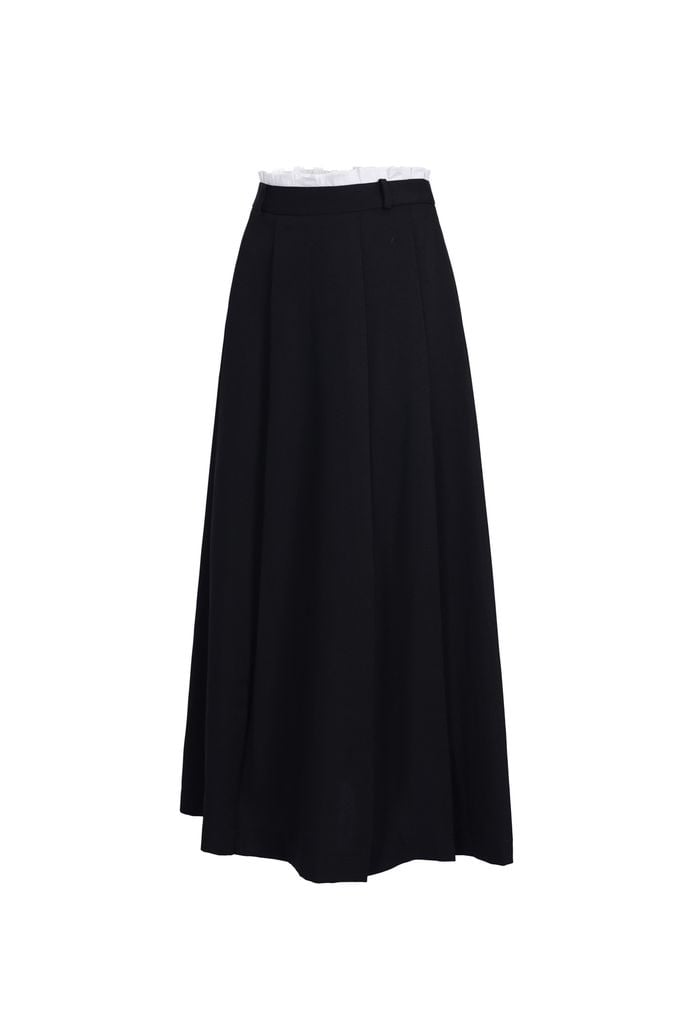 FJD91268 - Chân váy dáng xòe, khóa thân sau, cạp rời trễ, túi sườn, phối rún kẹp vào cạp - JAN.