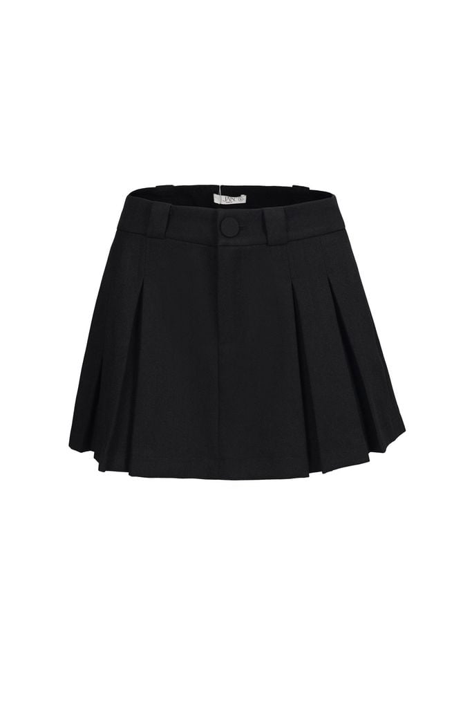 FJN1715 - Chân váy ngắn vải denim dáng A xòe thân váy xếp ly tạo kiểu khóa thân trước - JAN.