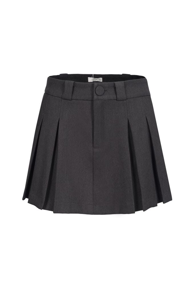 FJN1715 - Chân váy ngắn vải denim dáng A xòe thân váy xếp ly tạo kiểu khóa thân trước - JAN.