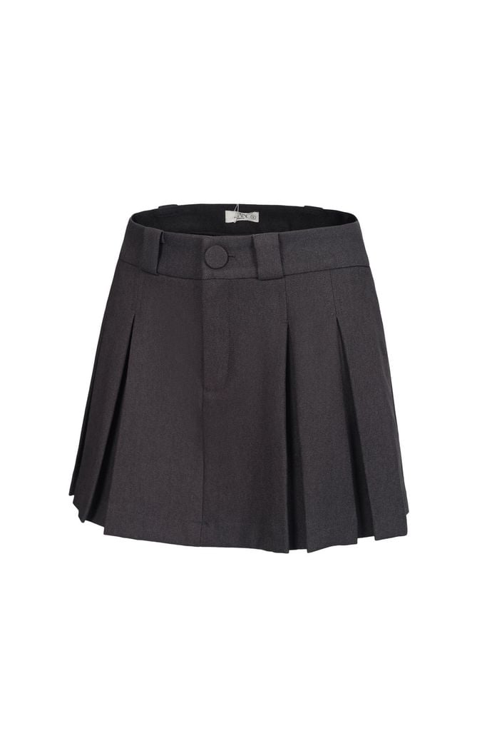 FJN1715 - Chân váy ngắn vải denim dáng A xòe thân váy xếp ly tạo kiểu khóa thân trước - JAN.