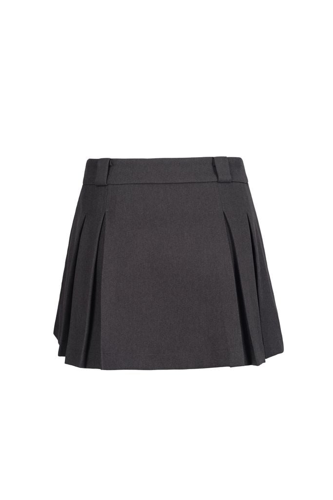 FJN1715 - Chân váy ngắn vải denim dáng A xòe thân váy xếp ly tạo kiểu khóa thân trước - JAN.