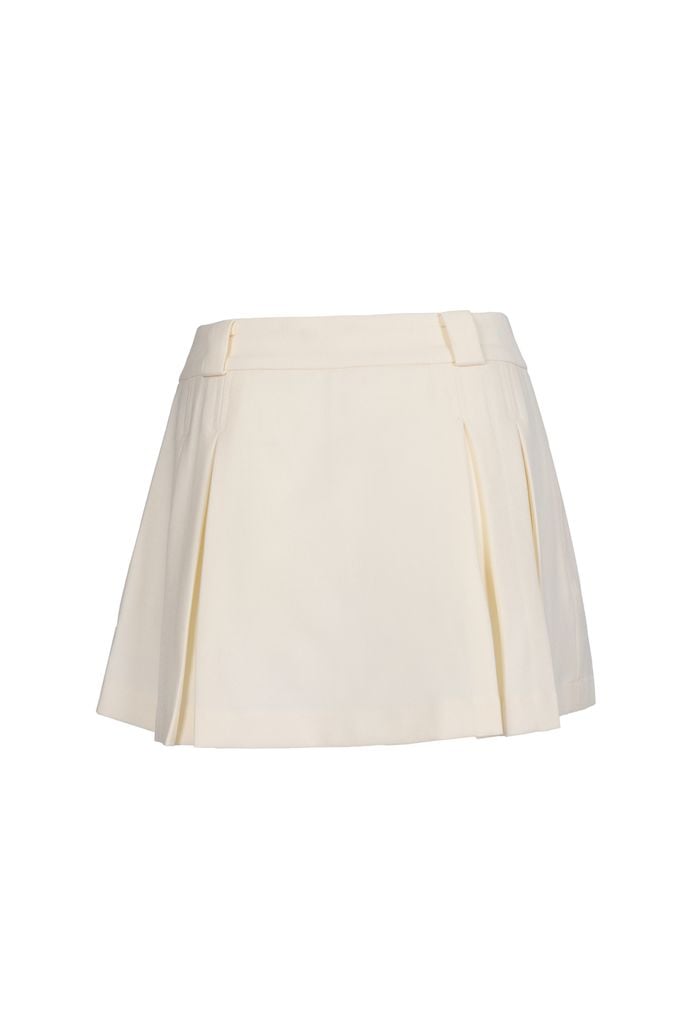 FJN1715 - Chân váy ngắn vải denim dáng A xòe thân váy xếp ly tạo kiểu khóa thân trước - JAN.