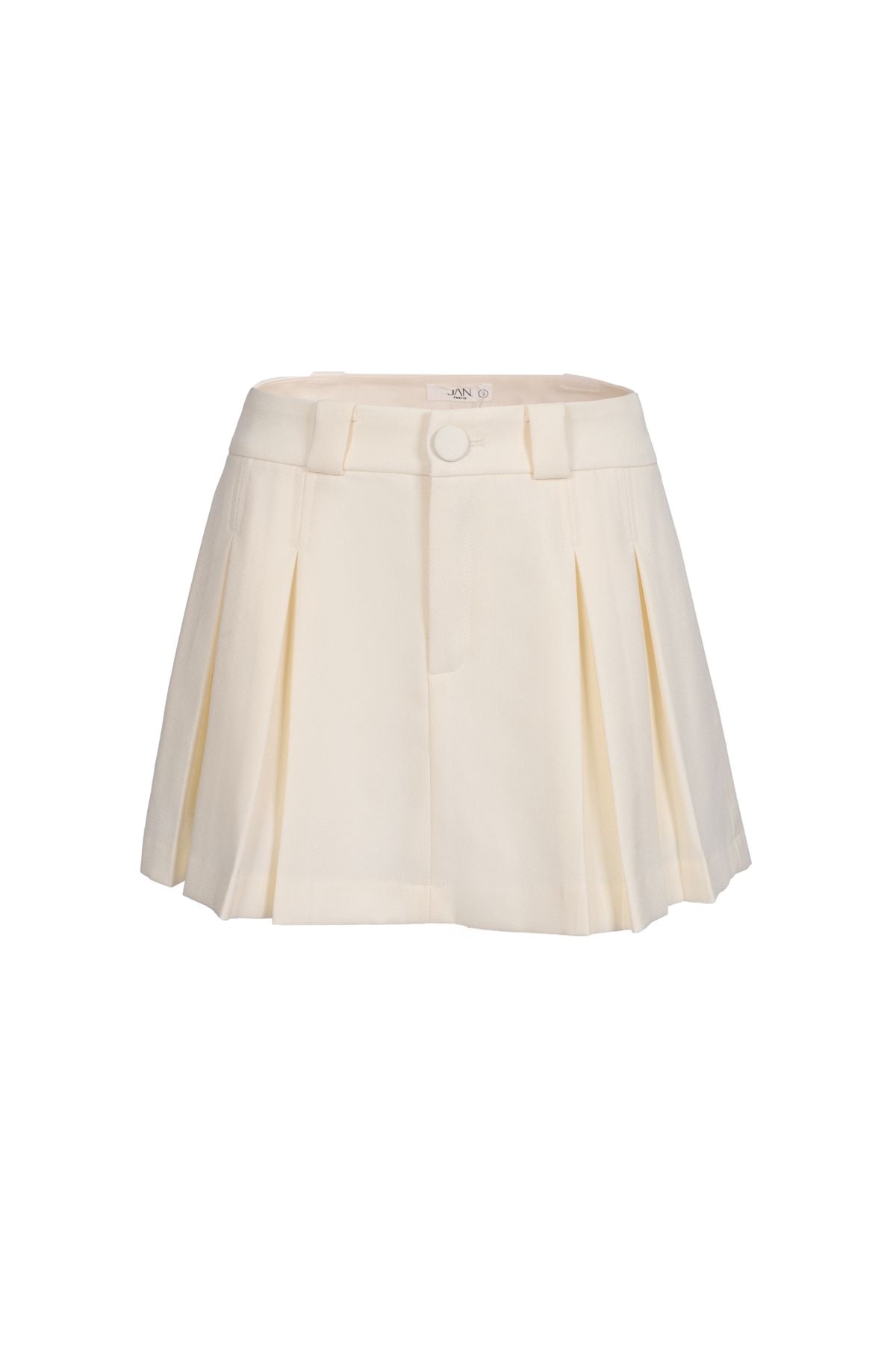 FJN1715 - Chân váy ngắn vải denim dáng A xòe thân váy xếp ly tạo kiểu khóa thân trước - JAN.