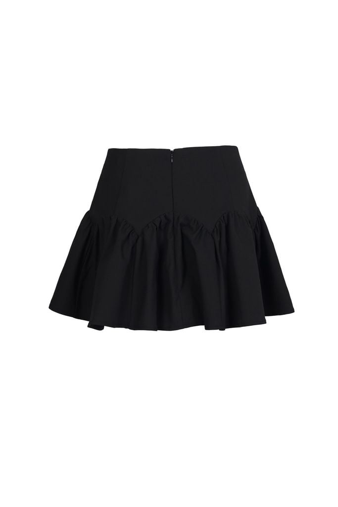 FJN3716 - Chân váy ngắn vải kaki dáng A cạp bản to thân váy xếp ly nhún tạo xoè - JAN.