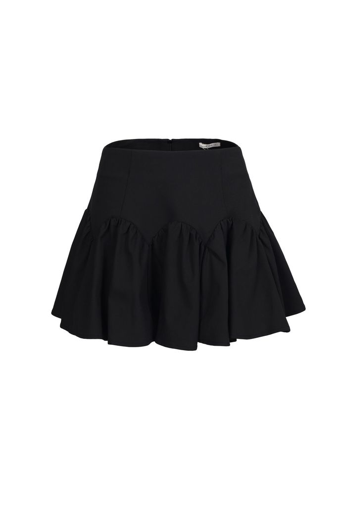 FJN3716 - Chân váy ngắn vải kaki dáng A cạp bản to thân váy xếp ly nhún tạo xoè - JAN.