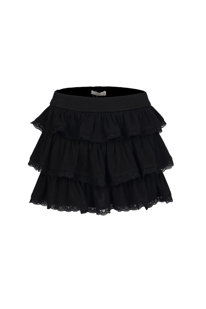 FJN9709 - Chân váy dáng xòe, dún tầng, cạp chun rời, kẹp ren gấu - JAN.